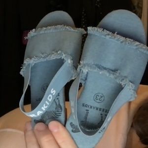 little girls denim zebra slides